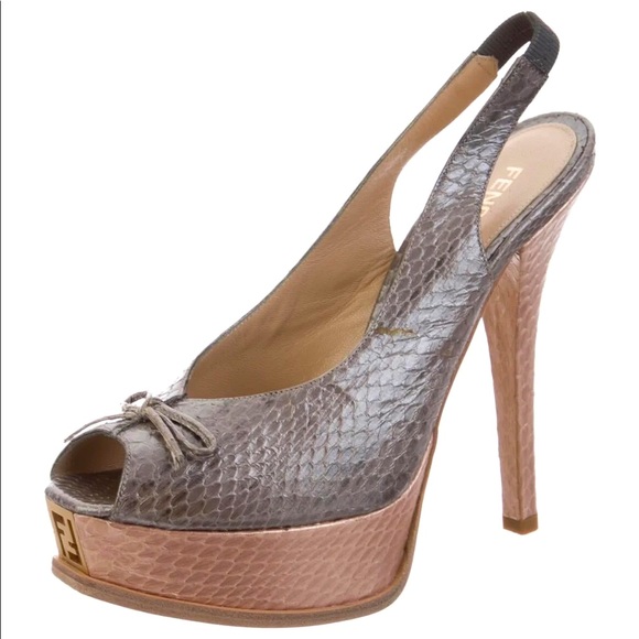 ♥️♥️ Fendi Snakeskin Slingback Pumps size 8.5♥️♥️ - Picture 2 of 5